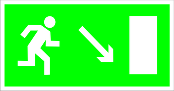 E07 направление к эвакуационному выходу направо вниз (пластик, 300х150 мм) - Знаки безопасности - Эвакуационные знаки - ohrana.inoy.org