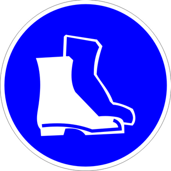 M05 работать в защитной обуви (пленка, 200х200 мм) - Знаки безопасности - Предписывающие знаки - ohrana.inoy.org