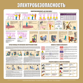 С21 Стенд электробезопасность (1000х1000 мм, пластик ПВХ 3 мм, алюминиевый багет золотого цвета) - Стенды - Стенды по электробезопасности - ohrana.inoy.org